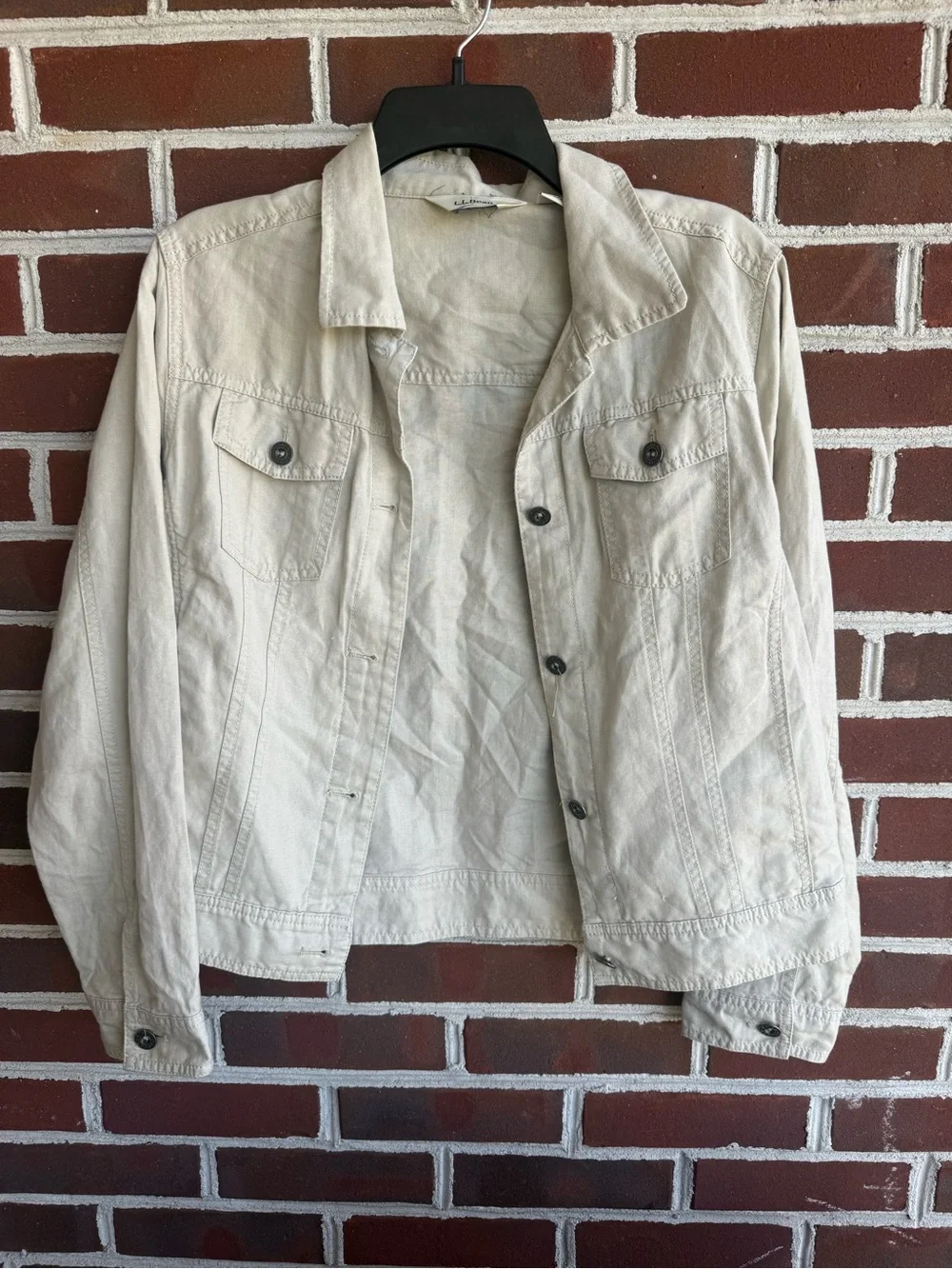L.L. Bean Cotton Linen Blend Cream Trucker Jacket / Jean Jacket Style